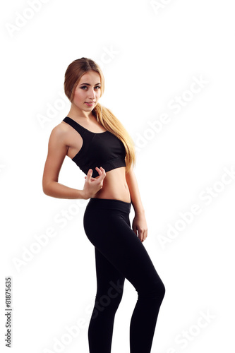 beautiful young girl with concetrate facial expression.Fitness t © ostap_davydiak