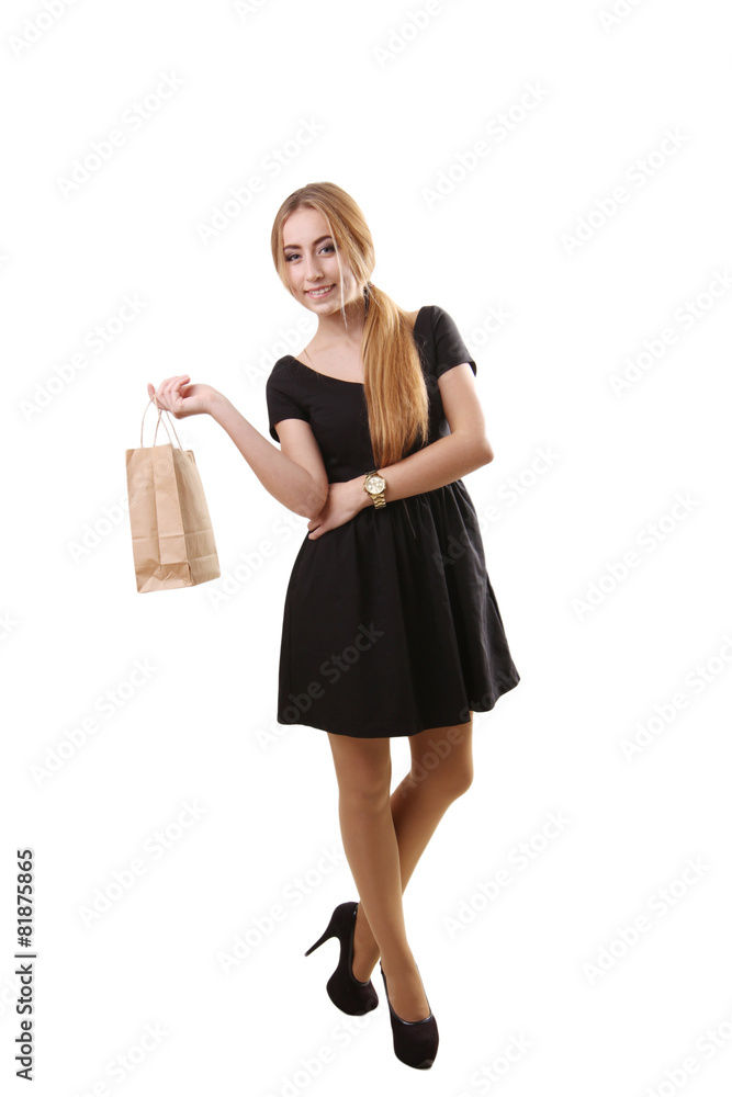 Fashion Shopping Girl Portrait. Beauty Woman with Shopping bag i Fashion Shopping Girl Portrait. Beauty Woman with Shopping bag i