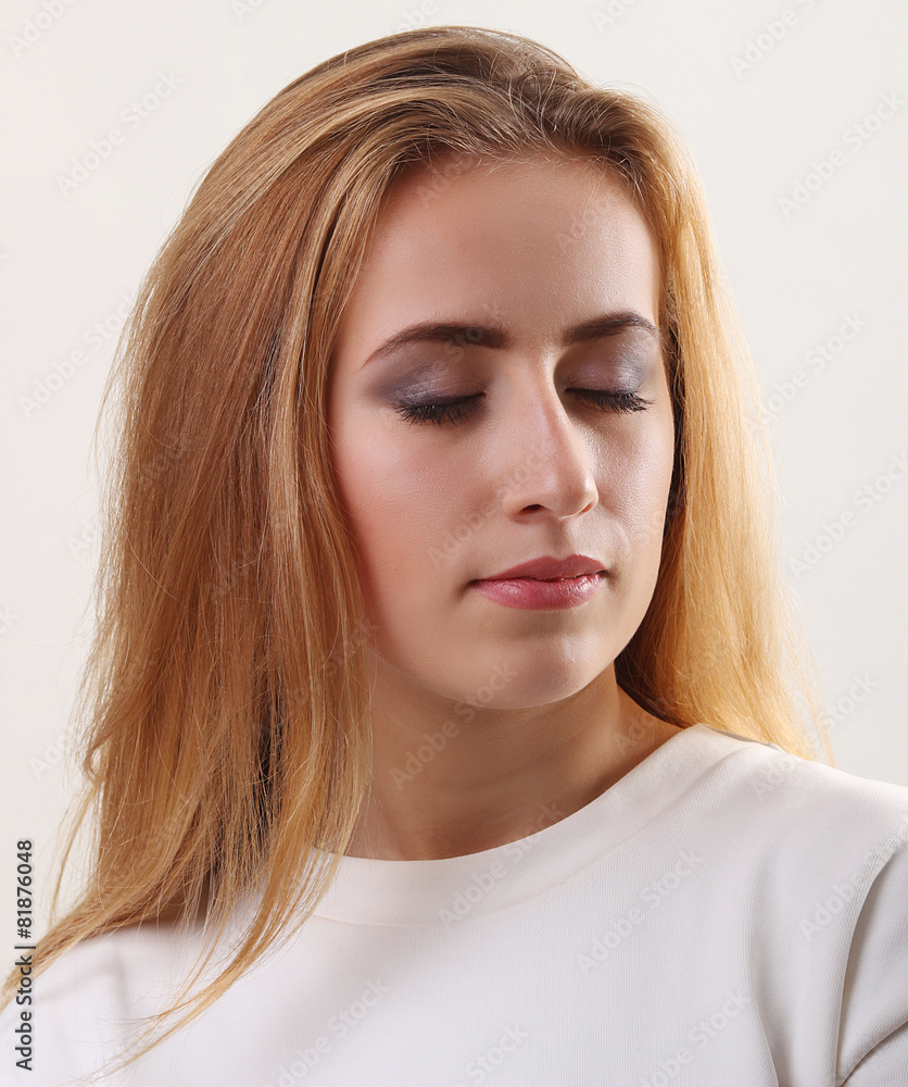 Glamour portrait of beautiful woman model with fresh daily makeu Glamour portrait of beautiful woman model with fresh daily makeu