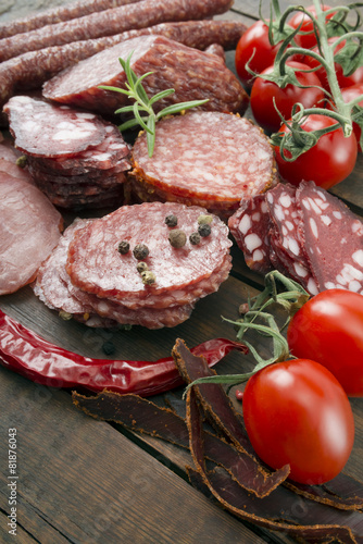Smoked sausage with rosemary and peppercorns
