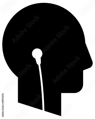 Head with earphones icon