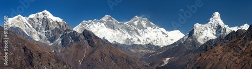 Panoramic view of Mount Everest from Kongde