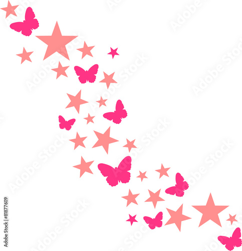 Pink wave of butterflies and stars