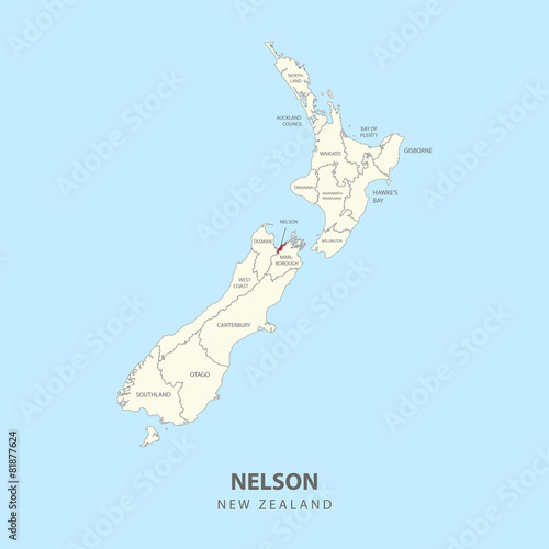 NELSON REGION MAP flat design illustration vector