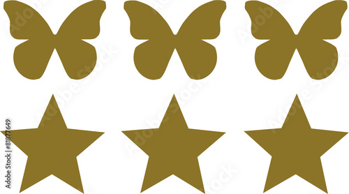 Three Butterflies with three stars