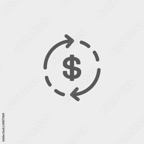 Money dollar symbol with arrow thin line icon