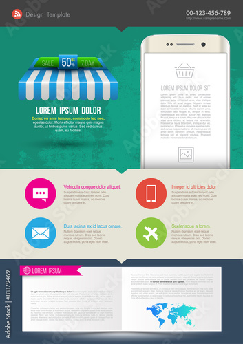 Template design with smartphone monitor.