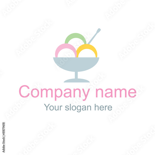 Logo with balls of ice cream in a bowl