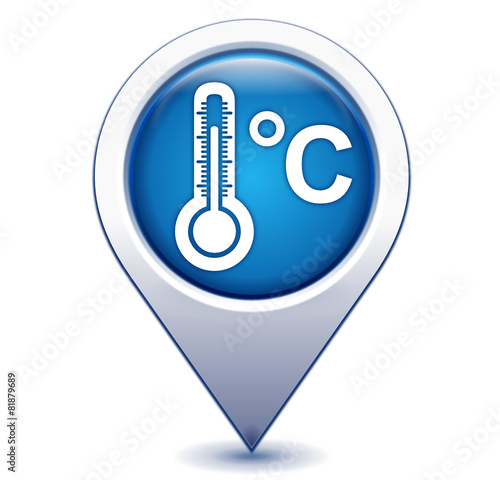 température celsius sur marqueur géolocalisation bleu