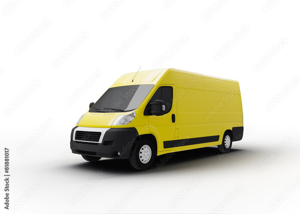 Lieferwagen oder Van, isoliert gelb Lieferwagen oder Van, isoliert gelb