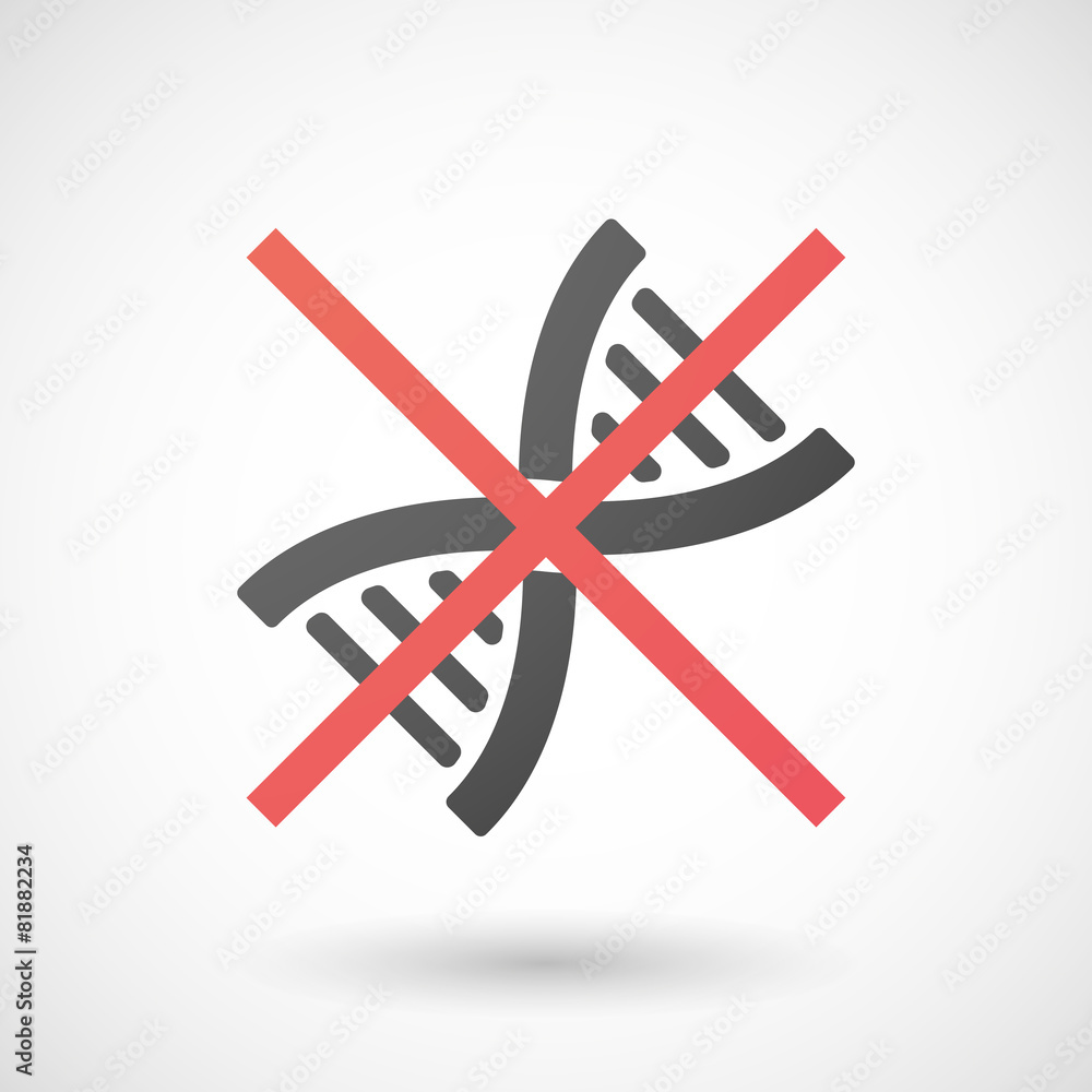 Not allowed icon with a dna sign