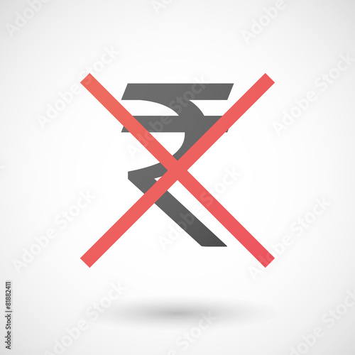 Not allowed icon with a rupee sign