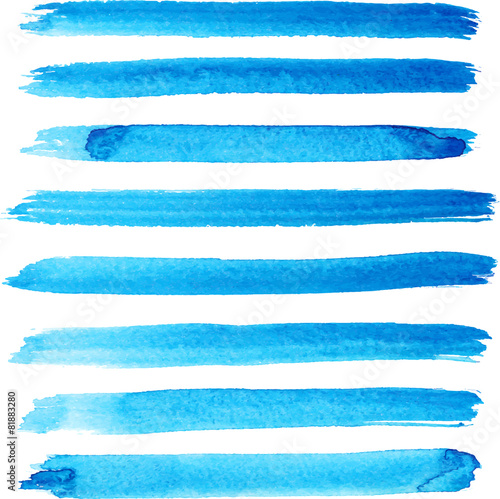 Set of bright blue brush strokes