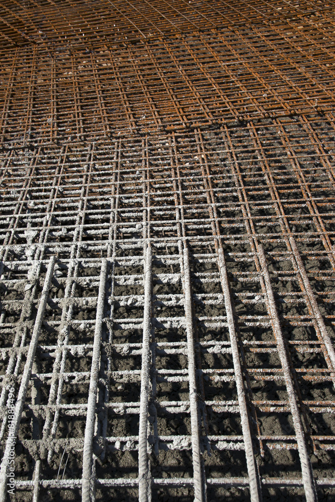 Fototapeta premium Steel bar structure for concrete fundaments