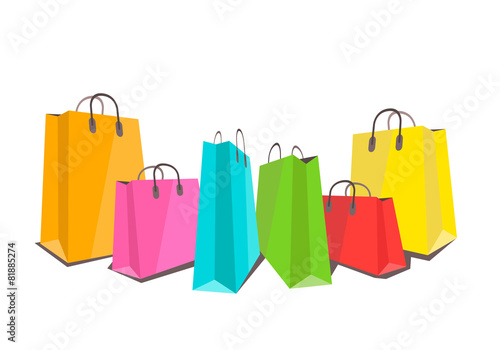 Colorful shopping bags flat illustration on white