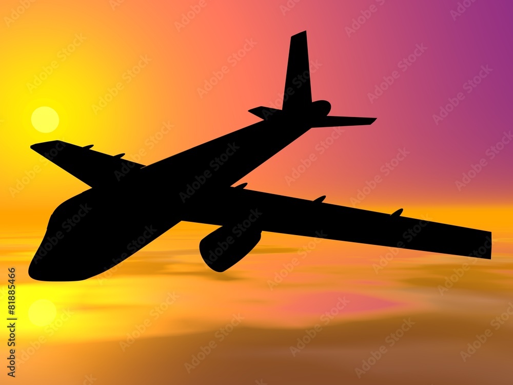 Airbus silhouette on sunset background.