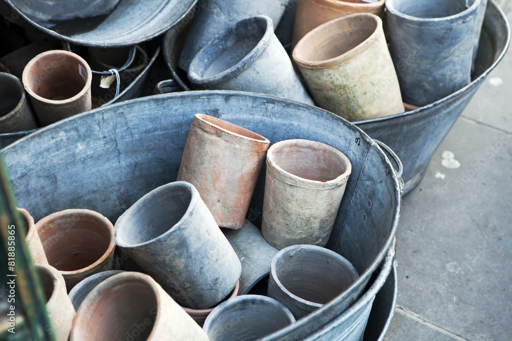 Large empty pots on sale at the local nursery. Large empty pots on sale at the local nursery.