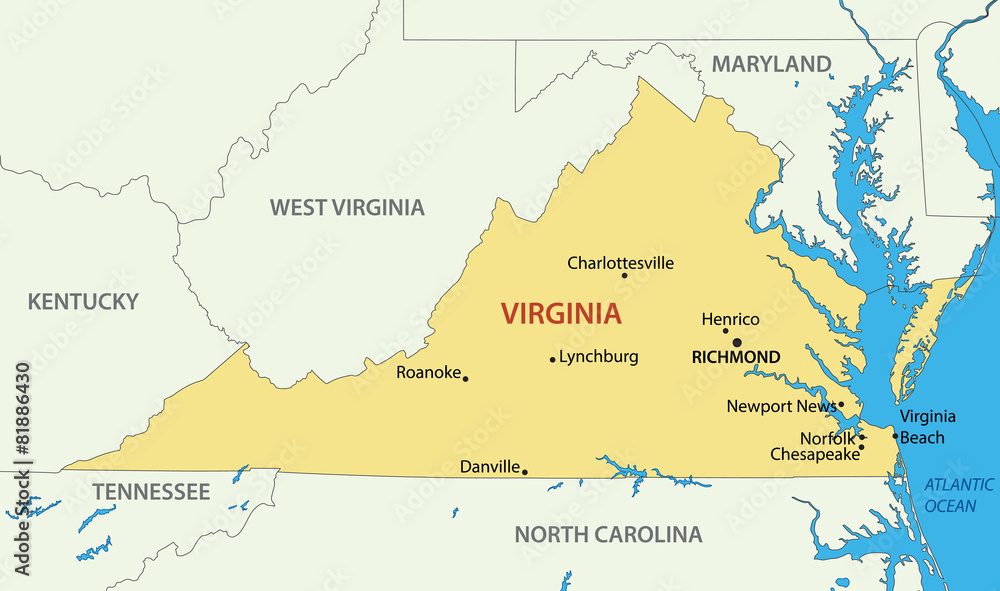 Commonwealth of Virginia - vector map