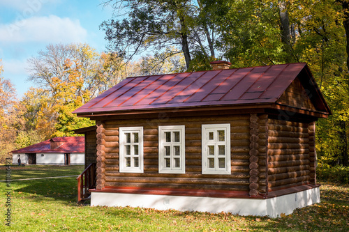 Rustic cabin in the woods, close-up