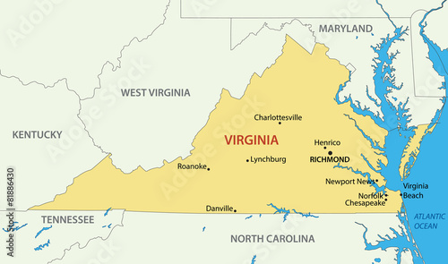 Fotografia Commonwealth of Virginia - vector map