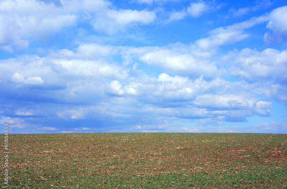Landscape with blue sky and clouds