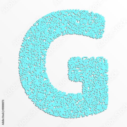 Vector multi color alphabet with grain texture, letter G