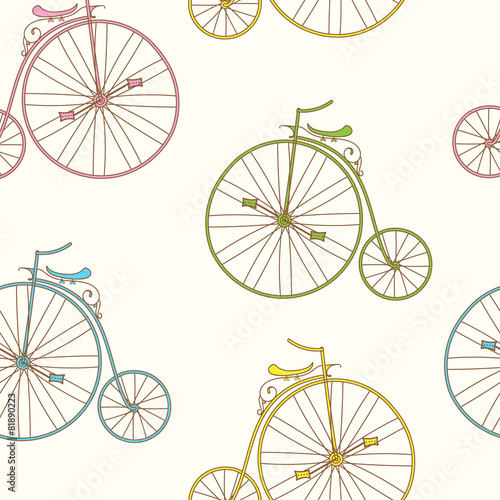Seamless pattern vintage bicycles.