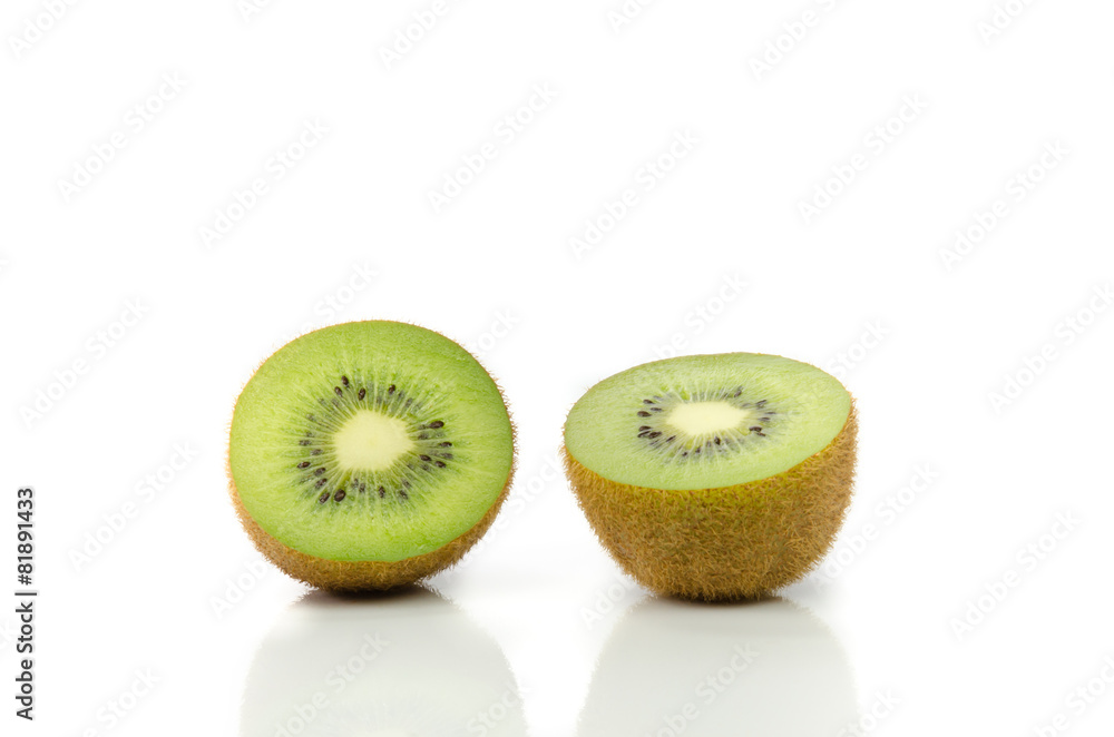 Kiwi fruit sliced segments on white background Kiwi fruit sliced segments on white background