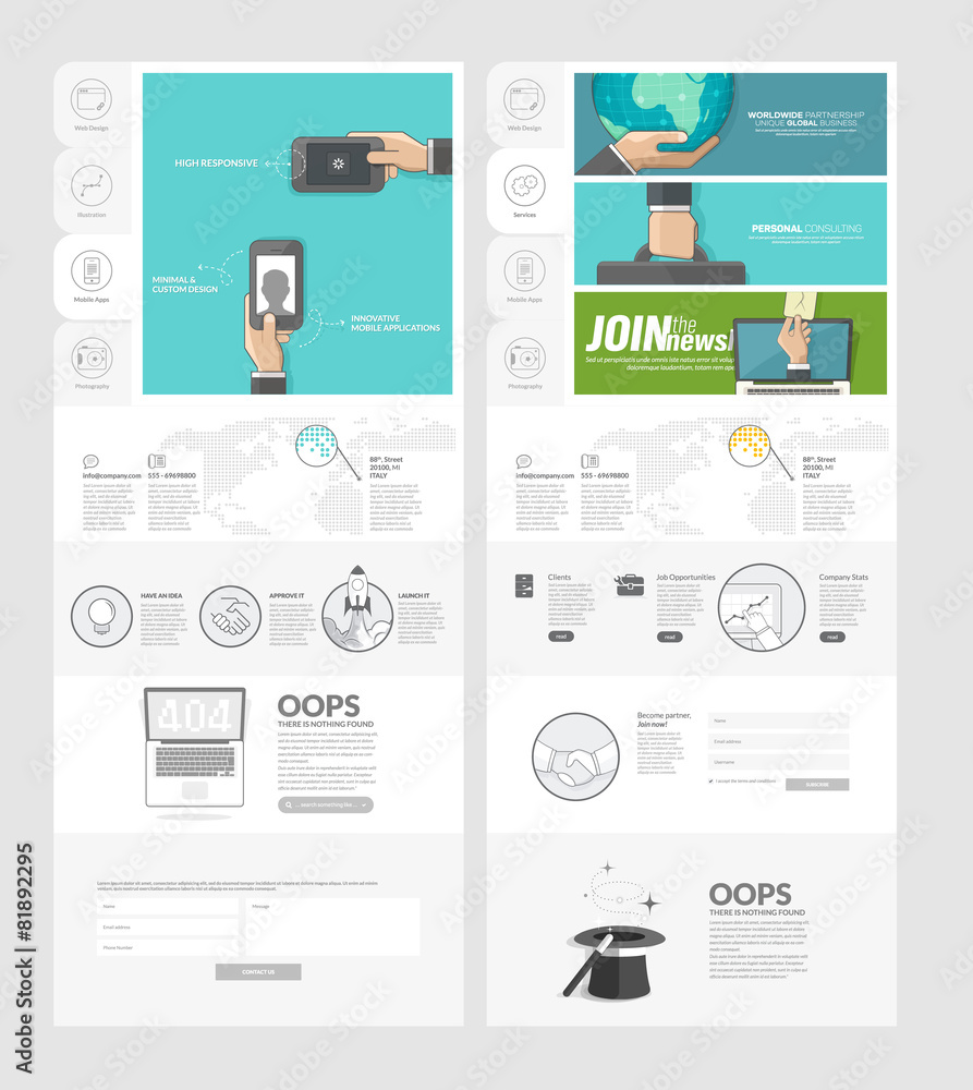 Obraz premium Website template with concept icons for business company