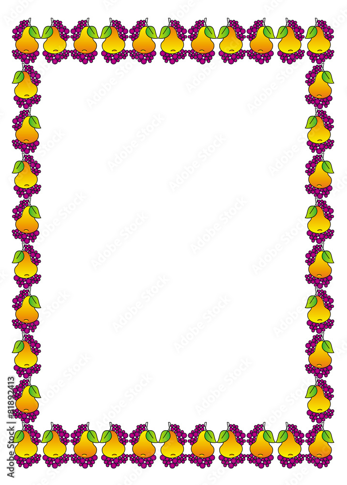Vector frame with fruits isolated on a white background Vector frame with fruits isolated on a white background