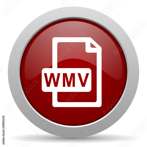 wmv file red glossy web icon