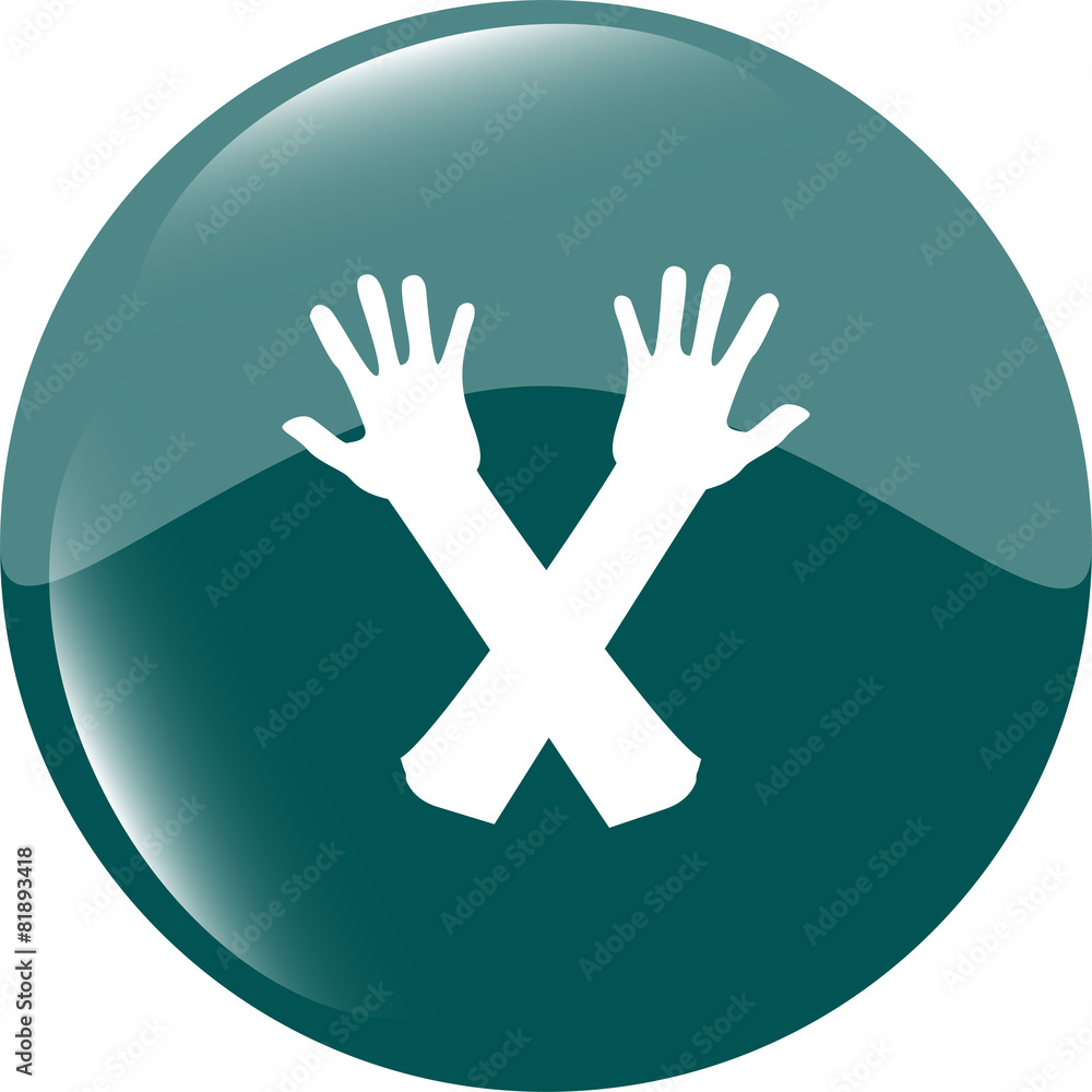 web button hand icon on white web button hand icon on white
