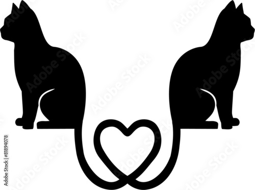 Sitting Cats with heart