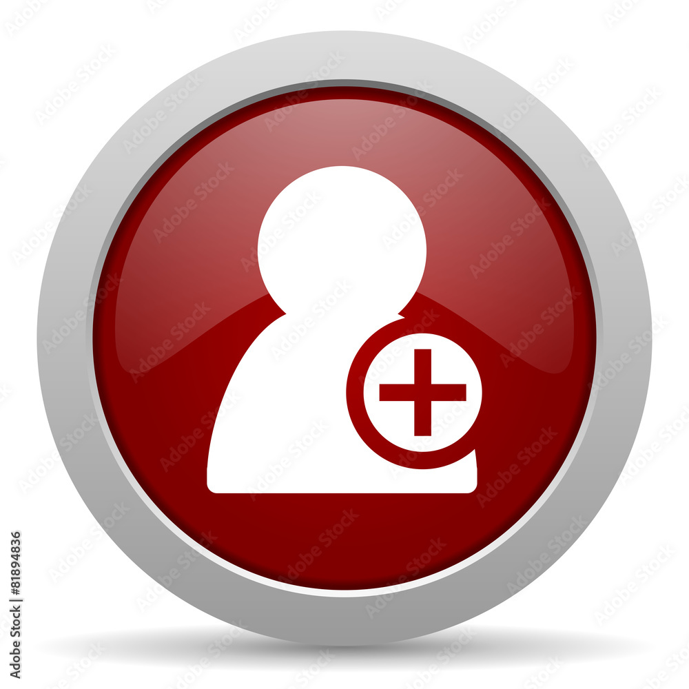 add contact red glossy web icon add contact red glossy web icon
