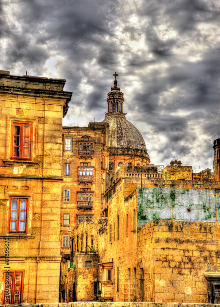 Buildings in the city center of Valletta - Malta