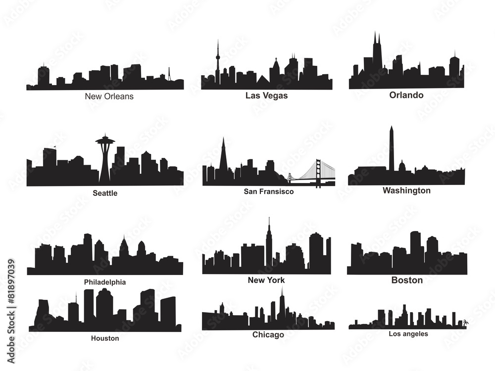 Us City Skyline Silhouette Stock Vector Adobe Stock