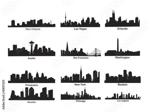 US City Skyline Silhouette