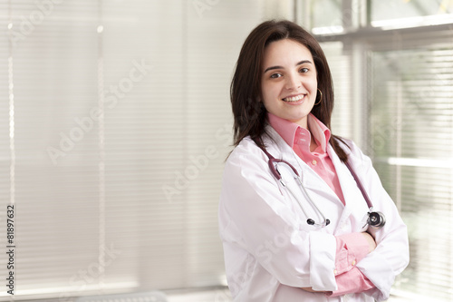 Portrait of smiling female doctor at the clinic