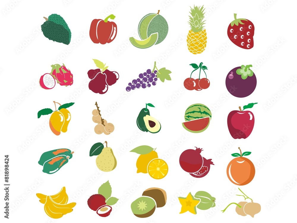 Naklejka Owoce w prostej ilustracji