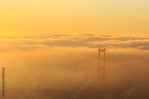 Low fog at Golden Gate Bridge San Francisco