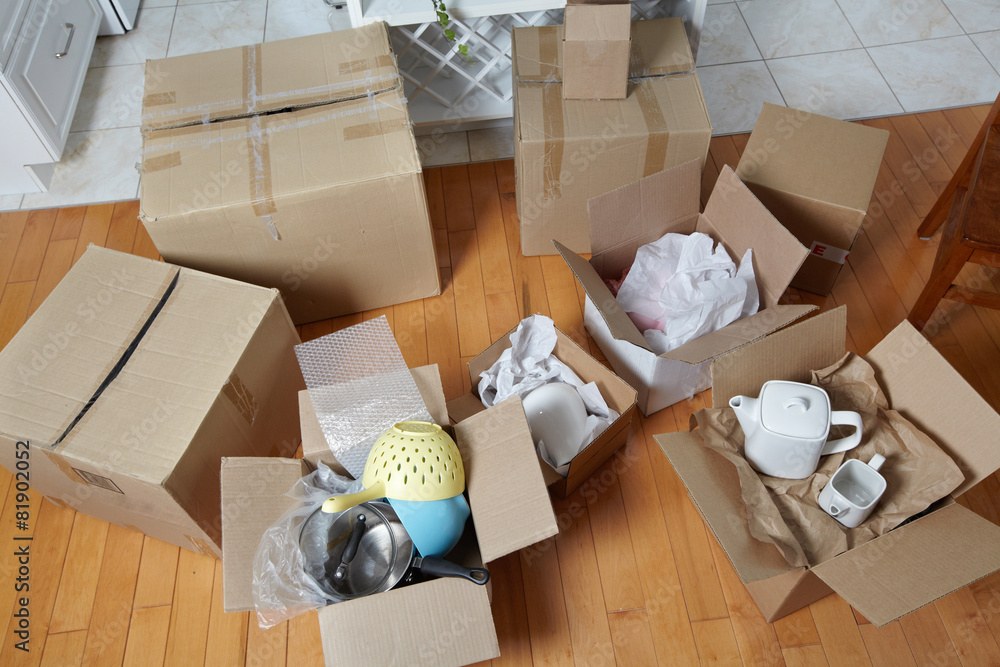 Moving boxes in new house. Moving boxes in new house.