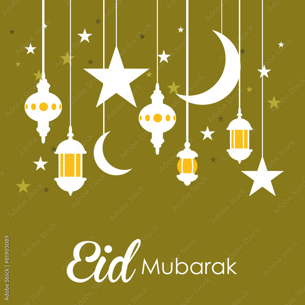 Naklejka premium Beautiful hanging moon, star, and lamp decoration.