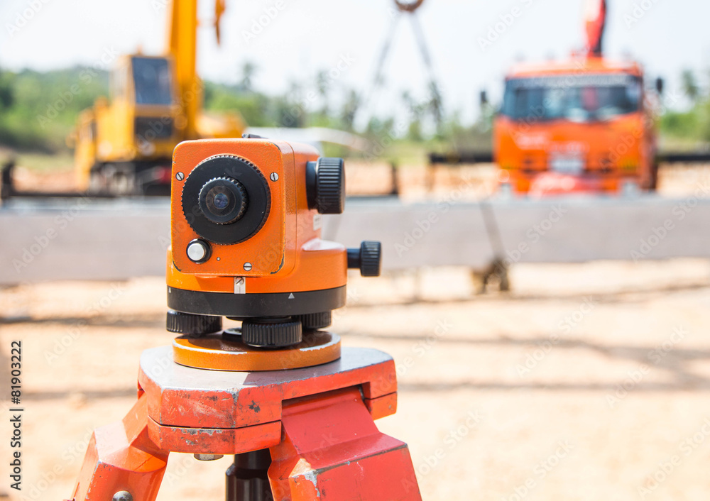 Surveyor equipment tacheometer or theodolite outdoors Surveyor equipment tacheometer or theodolite outdoors