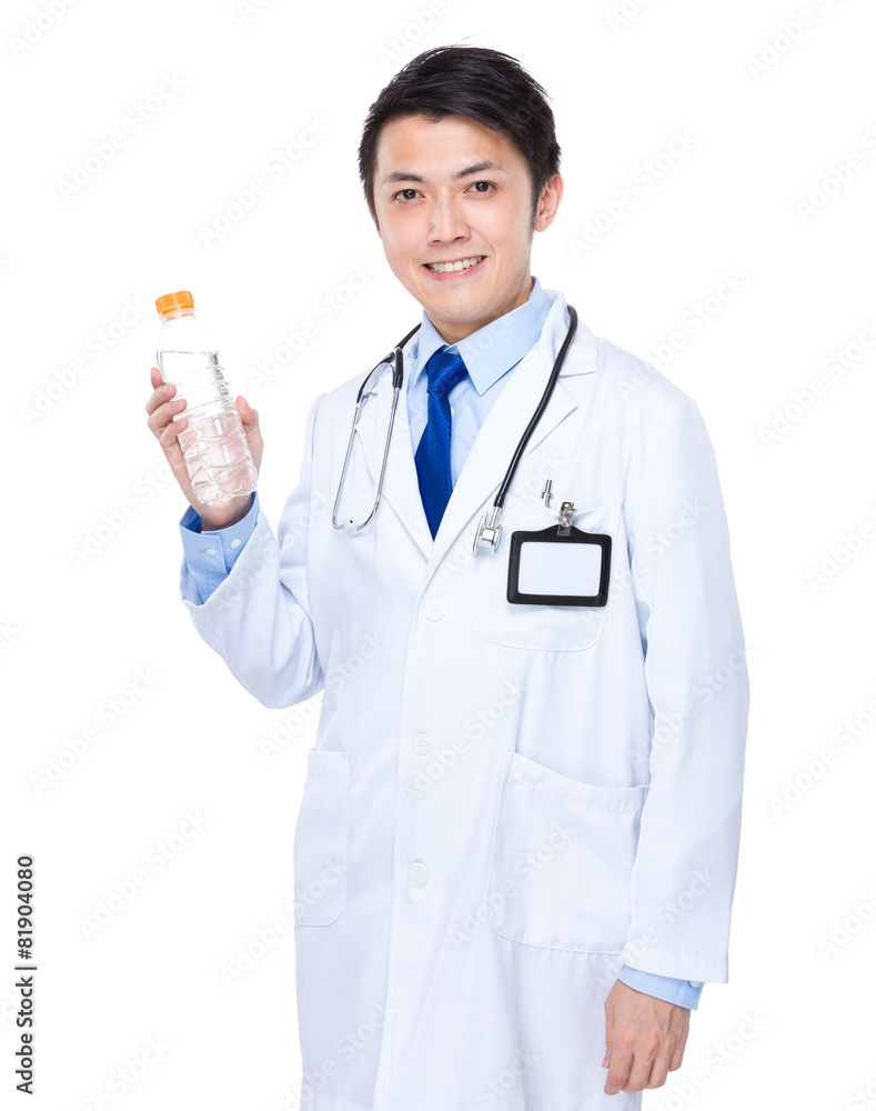 Young doctor promote drinking water Young doctor promote drinking water