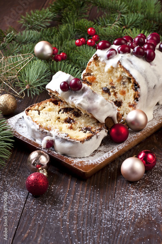 christmas cake with spices and dried fruits