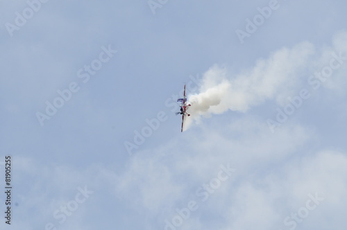 Airshow of a small propeller airplane