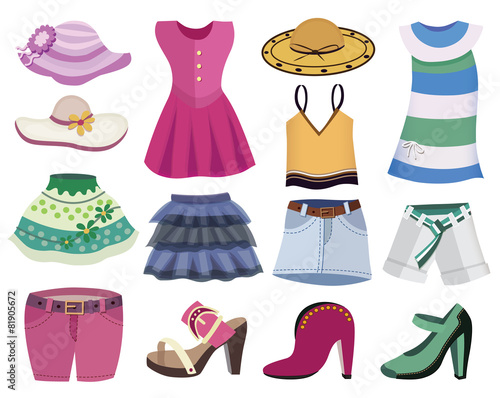 collection of women s clothing  vector illustration 
