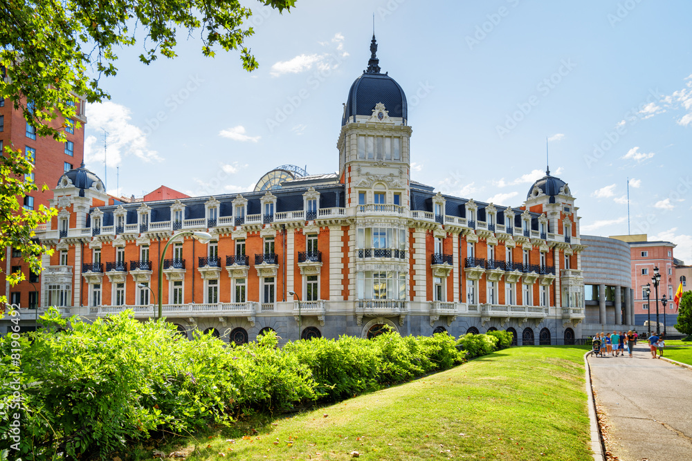 View of the facade of building on the Square of Spain (Plaza de