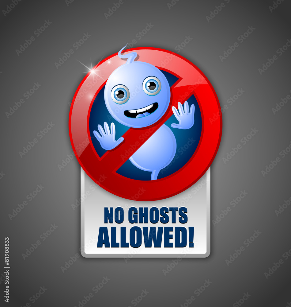 Obraz premium Cute ghost prohibition sign