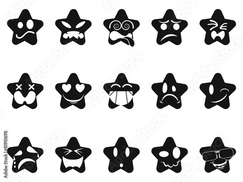 black smileys stars set